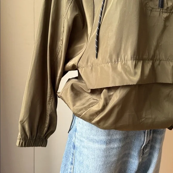 Olive Green Women's Hooded Nylon Jacket - Picture 3 of 9